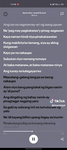 Upuan Song Lyrics by Gloc-9 feat. Jeazell Grutas