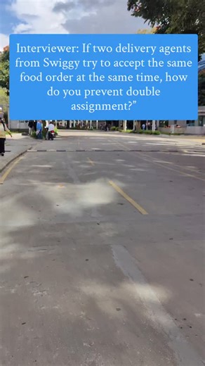Deshansh Garg on Instagram: "Interview Approach: Identify the conflict → explain why it happens → propose solutions. Answer Pointers: * Problem: Both agents see the order as available and accept simultaneously → the customer gets assigned to two agents. * Fix Approaches: 1. Database Row Lock: Lock the order row when one agent accepts it, so others can’t update. 2. Optimistic Concurrency: Update only if order status is still “pending,” else retry. 3. Distributed Lock (Redis/Zookeeper): Use a lock