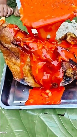 Yummy Crispy Roasted Pig Head with Rich Tomato Sauce #food