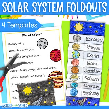 Solar system planets folding sequencing space craft activity science cut & paste
