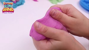 SLIMYSAND Bucket - 5 Pounds of Slimy Sand in 3 Colors (Blue, Green, Purple) - Cotton Candy Sand Play Set with 3 Molds and Reusable Bucket for Storage - Super Stretchy & Moldable Cloud Slime