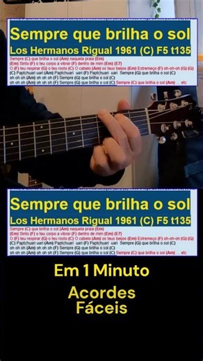 Sempre que brilha o sol em DO num minuto na Guitarra