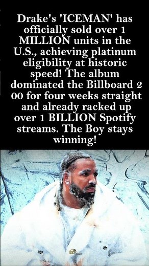Drake's 'ICEMAN' Goes PLATINUM — 1 Million Units Sold!