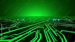 Dynamic green circuit board animation for modern tech visuals and cutting edge innovation Stock Video