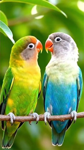 Two bird kiss each other