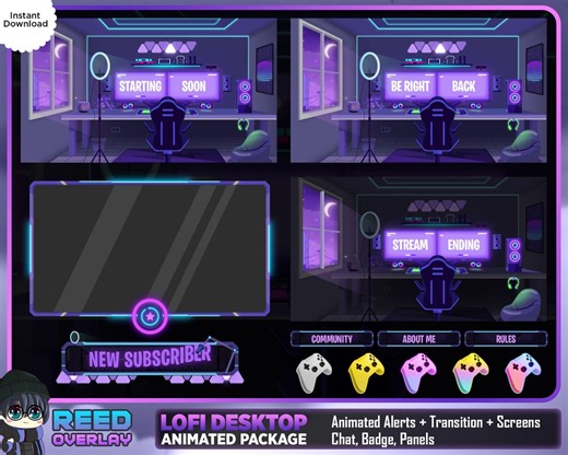 Lofi Desktop Animated Stream Overlay Package – Purple RGB Vibe (digital Download) - Etsy