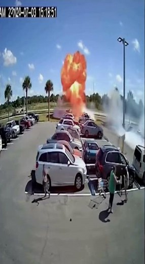 CCTV Captures Plane Crash Landing in Parking Lot — Real Footage
