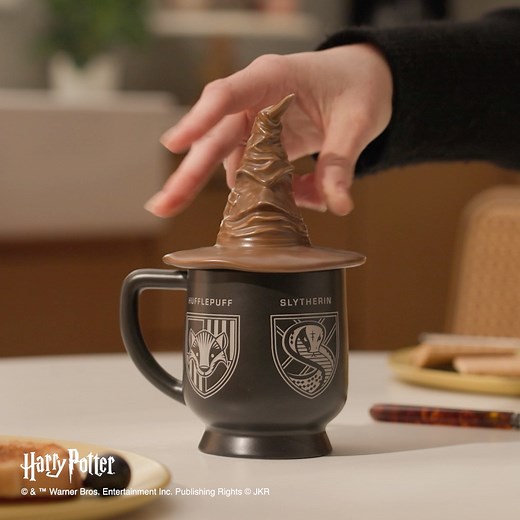 The Harry Potter Sorting Hat Mug plays sound whenever you lift the lid. Find this chatty mug at participating Hallmark Gold Crown stores. | Hallmark Canada