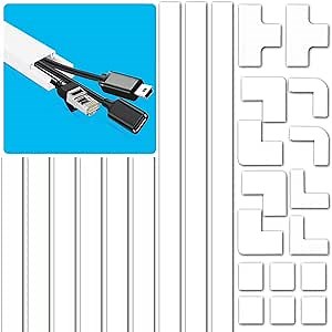 Cord Hider Cable Concealer, 142in TV Cord Cover Wall Raceway Kit Paintable Cable Hider for Power Cord Ethernet Cable Including 16 Connectors 9X L15.7in X W0.83in X 0.4in, CA01 White