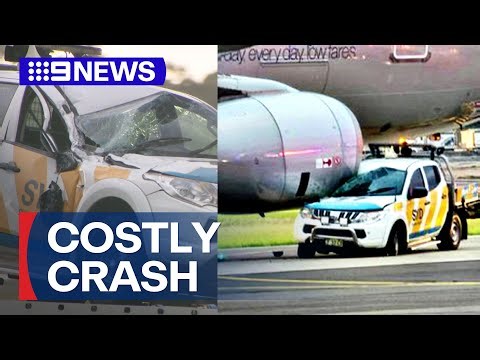 Ute and plane collide at Sydney Airport | 9 News Australia