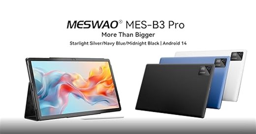MESWAO 15,6 Zoll Tablet, 2025 Neuer Großes Tablets mit 30W-Schnelllademodus, Helio G99 Octa-Core, 8GB RAM+256GB ROM(1TB TF), Android 14, 12000mah, WiFi, 32MP Kamera, MES-B3 Pro