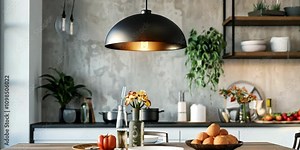 Modern pendant lamp hanging over a dining table, 4K Video
