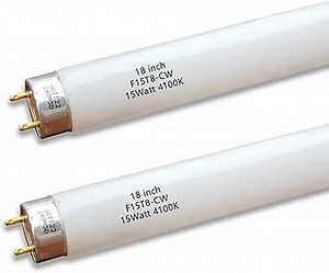 2Pack F15W-T8-CW Cool White 15 Watt Fluorescent Bulb,F15T8/CW 4100K Linear Light,T8 Tube for RV, Plant Lighting, Fish Tank