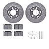 Dynamic Friction 7312-27013: 7312-27013 Drilled/Slotted Brake Rotor with 3000-Series Ceramic Brake Pads Kit & Hardware [Silver], 1976-1993 Volvo, Position: F - JEGS