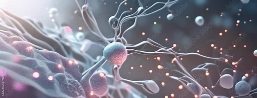 3D visualization of neurons with dendrites in a neural network, highlighted by glowing synapses against a cool blue backdrop, representing brain activity and synaptic transmission Stock Video