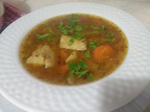 Posna riblja corba od brokule,krompira,sargarepe i djumbira.