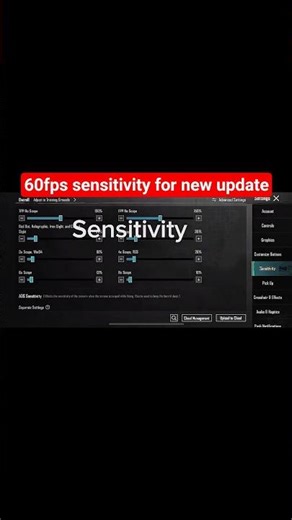 60fps sensitivity settings for new update #pubg #pubgmobile #shorts #hd