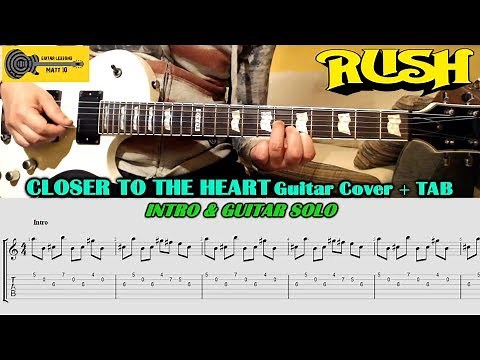 CLOSER TO THE HEART Guitar TAB - Rush - COVER LESSON TUTORIAL - Intro & Guitar Solo