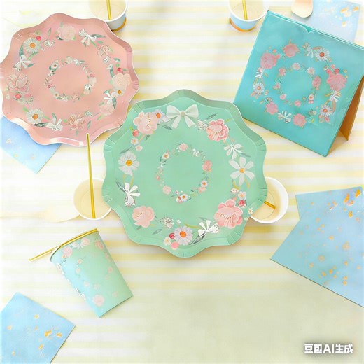 Pastel Floral Party Tableware Set for 12 Guests, Garden Tea Party Supplies - Etsy