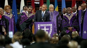 Obama leads singing of Amazing Grace at Charleston funeral