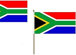South Africa Flag 12'' x 18'' wood stick - South African flags 30 x 45 cm - Banner 12x18 in with pole - AZ FLAG