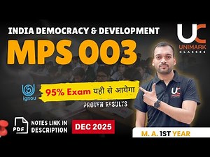 MPS 003 December 2025 | Important Questions with Answers PDF | IGNOU MA Pol. Sci. | Unimark Classes