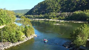 River rafting at the confluence of the Potomac and Shenandoah Rivers at Harpers Ferry, West Virginia.
