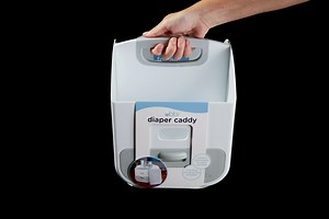 Ubbi Portable Diaper Changing Station Diaper Storage Caddy Organizer with Folding Changing Mat, Stores Baby Diapers, Wipes and Baby Accessories, Gray