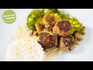leckere Spinatfrikadellen mit Brokkoli und Champignons in ca. 20 Minuten