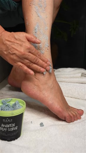 Mana Beauty & Spirit on Instagram: "Hand-blending every jar of Awaken Body Scrub Infused with sea salts, oats, lime, and nourishing oils. Gently exfoliates, softens, and hydrates skin!! Perfect for dry or dull skin, suitable for all skin types. Try it and feel your skin wake up! . . (Manabeautyspirit, awakenbodyscrub, forallskintype)"