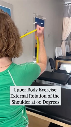 In our last video, Meredith showed how to strengthen your rotator cuff with external shoulder rotation by your side. This time, she’s taking it up to shoulder height. External rotation at 90 degrees is an important progression, especially for anyone who lifts, reaches, or does overhead activities. It helps build control, stability, and strength where your shoulder needs it most. Here, Meredith demonstrates how to perform the movement with proper form so you can practice it safely and get the mos