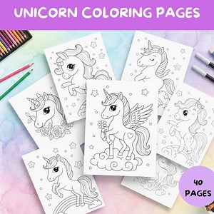 Livre de coloriage licorne | 40 pages d'activités pour enfants (téléchargement PDF) - Etsy France