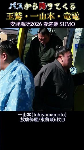 バスから降りてくる 玉鷲・一山本・竜電❗【安城場所2026 春巡業 大相撲】Sumo