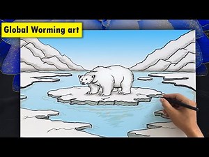 How to Draw a POLAR BEAR on Melting Ice 😢| (Global Warming impact Art Tutorial) Step-by-Step drawing