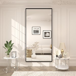 Apmir 72"x 36" Bathroom Vanity Mirror Rectangular Metal Frame French Cleat Mounted Wall Mirror Tempered Glass