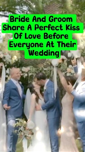 Bride And Groom Share A Perfect Kiss Of Love Before Everyone At Their Wedding. #wedding