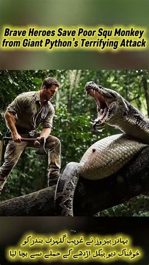 Brave Heroes Save Poor Squirrel Monkey from Giant Python’s Terrifying Attack #shorts #ai #tranding