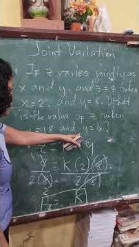 Joint Variation Sample Problem#grade9math #highlights