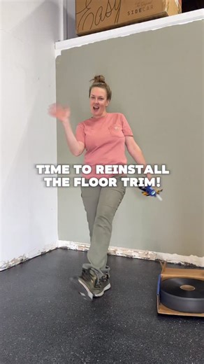 Joanie Sprague on Instagram: "Installing floor trim is EASY! It cuts like a dream and goes up quick with Titebond Fast Set! I as able to do the whole 120 sq ft of rubber floor trim in about an hour and half! I also weighed down the corners and seams with heavier items (like my drills haha) to keep it in place while it dried. Fast Set is definitely my go - to adhesive! _______________ #titebond #fastset #floortrim #workshopdiy #diyer"