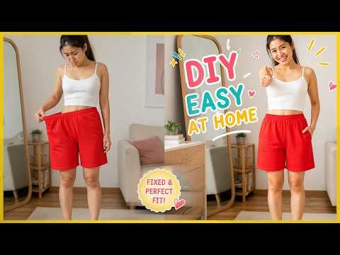 Too loose shorts? 😩 → Perfect fit in minutes 😍✂️ #DIYeasy