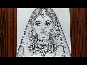 How to draw a Beautiful Traditional bride very easy | Girl drawing | Pencil Sketch
