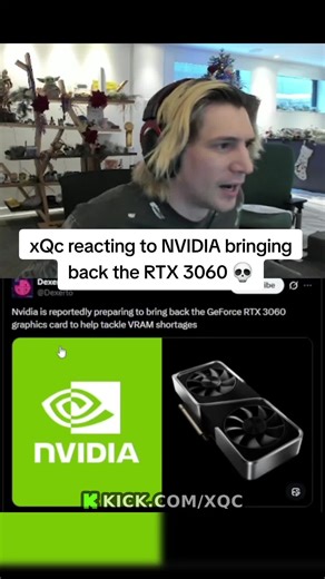 xQc reacting to NVIDIA bringing back the RTX 3060 💀 #xQc #NVIDIA #RTX3060 #pcgaming