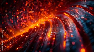 Encrypted Data Streams: Visualizing Cybersecurity, Intricate Patterns of Digital Encryption Symbols, Futuristic Technology Theme at Night, Emphasizing Secure Information