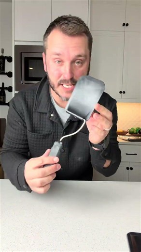 This adjustable spatula adjusts to 7 different angles and even scrapes your pots and pans