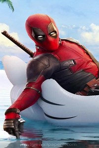 Cool Deadpool Swimming Pool Live Phone Wallpaper