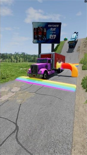 Long City Bus vs Rainbow Color Pipe Crash #beamngdrive #shorts #kidsgamertech
