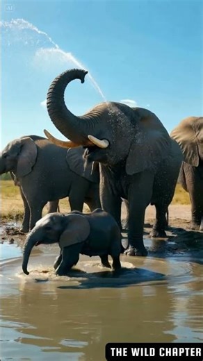 Elephant Family Fun at the Watering Hole 🐘 | Calves Playing in the Mud