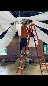 A beautiful ceiling draping job with a gorgeous crystal chandelier accent ✨ Just the right amount to soften the room. #upstateeventservices #CeilingDraping #wedding #weddingdecor #weddinginspo #upstatescevents #upstatescweddings #somanyservicesinoneplace #rentals | Upstate Event Services