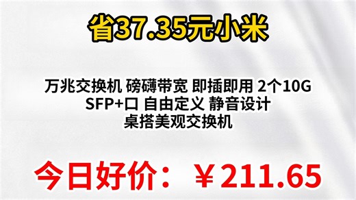 小米（MI）万兆交换机 磅礴带宽 即插即用 2个10G SFP+口 自由定义 静音设计 桌搭美观交换机