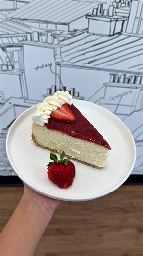 It’s Love Month, and red is the color of the season…🍓❤️ So of course we had to showcase our best-selling Strawberry Cheesecake — made with our signature traditional cheesecake base and topped with a generous layer of house-made strawberry compote crafted from fresh, ripe strawberries. Simple, classic, and loved by all. The real luxury is having someone to share this with. Come stop by and celebrate love with a slice. ✨🍰